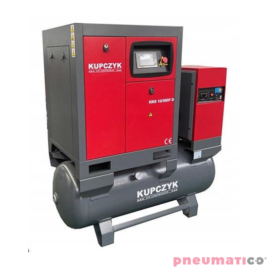 Kompresor śrubowy Kupczyk KKS 10/300 FD 7,5 KW 10 bar Falownik Osuszacz