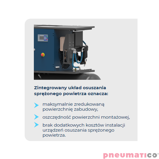 Kompresor - sprężarka śrubowa 3 kW 8 BAR AIRPOL CompactPrime 3 DRY z separatorem cyklonowym i osuszaaczem Kompresor - sprężarka śrubowa 3 kW 8 BAR AIRPOL CompactPrime 3 DRY z separatorem cyklonowym i osuszaaczem