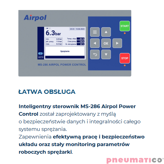 Kompresor - sprężarka śrubowa 7,5 kW 13 BAR 500L AIRPOL CompactPrime7 Kompresor - sprężarka śrubowa 7,5 kW 13 BAR 500L AIRPOL CompactPrime7