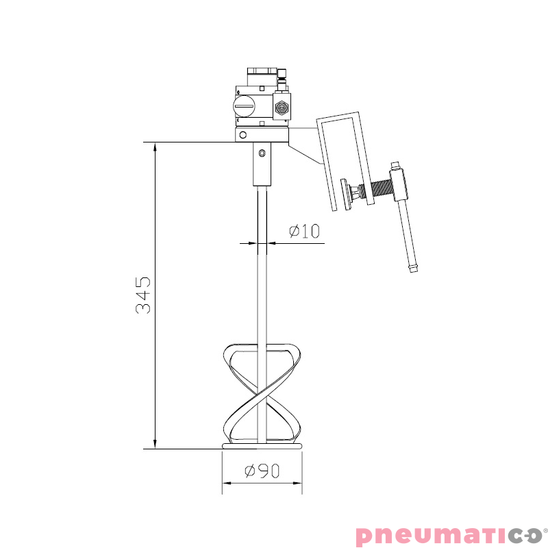 Mieszadło pneumatyczne z hakiem MBP E.701.730INOX ATEX Mieszadło pneumatyczne z hakiem MBP E.701.730INOX ATEX