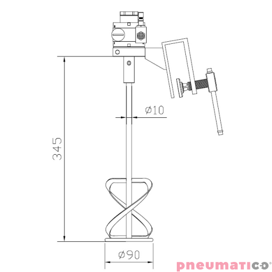 Mieszadło pneumatyczne z hakiem MBP E.701.730INOX ATEX Mieszadło pneumatyczne z hakiem MBP E.701.730INOX ATEX