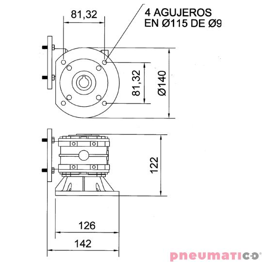 Napęd silnik pneumatyczny 397W z reduktorem ATEX MBP MN-2/65RR Napęd silnik pneumatyczny 397W z reduktorem ATEX MBP MN-2/65RR