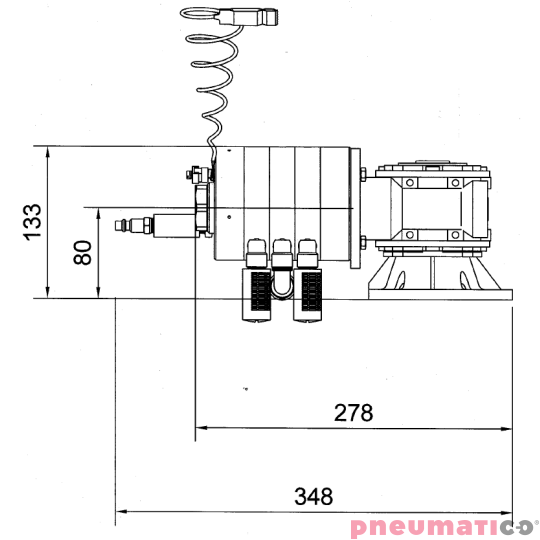 Napęd pneumatyczny do mieszadła 2096W z reduktorem ATEX MBP MN-3/65RR