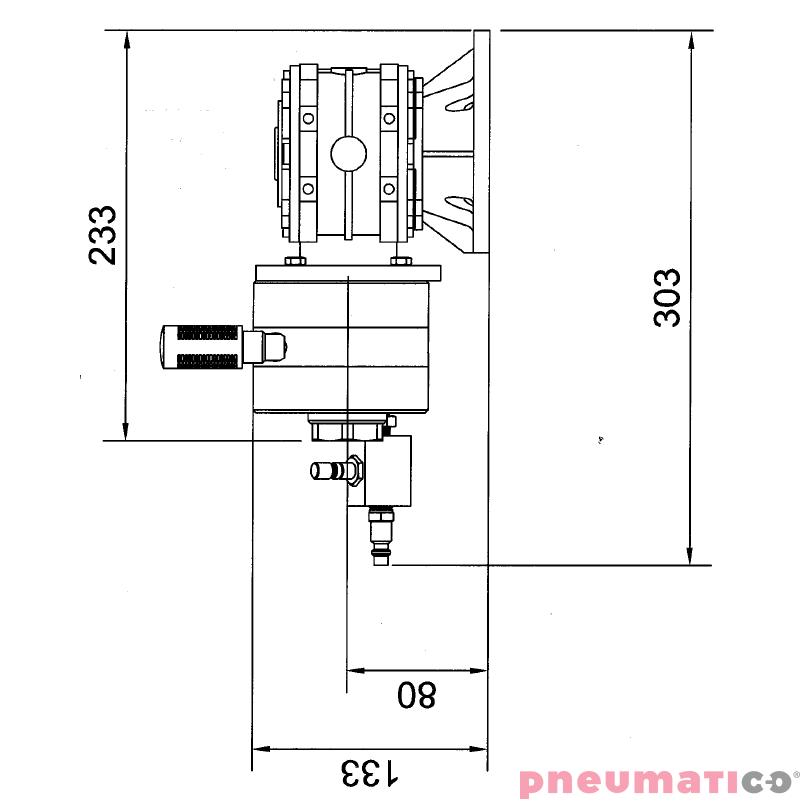 Napęd pneumatyczny do mieszadła 699W z reduktorem ATEX MBP MN-65RR Napęd pneumatyczny do mieszadła 699W z reduktorem ATEX MBP MN-65RR
