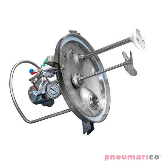 Zbiornik ciśnieniowy do natrysku nierdzewny 20L z mieszadłem Agregat malarski MP20SS-W5 Pneumatico Tank / Węże / Pistolet EXPERT HP dysza 1,1 mm