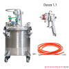 Zbiornik ciśnieniowy do natrysku nierdzewny 20L z mieszadłem Agregat malarski MP20SS-W5 Pneumatico Tank / Węże / Pistolet EXPERT HP dysza 1,1 mm