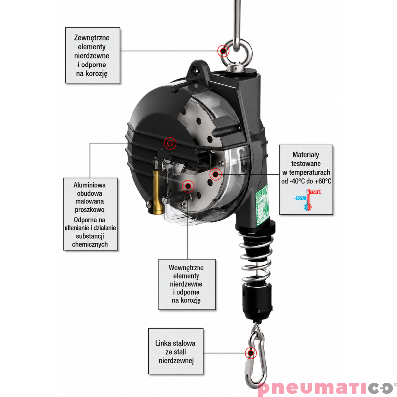 Balanser linkowy 9354OD TECNA Outdoor Zero Gravity 4-7kg 2000mm