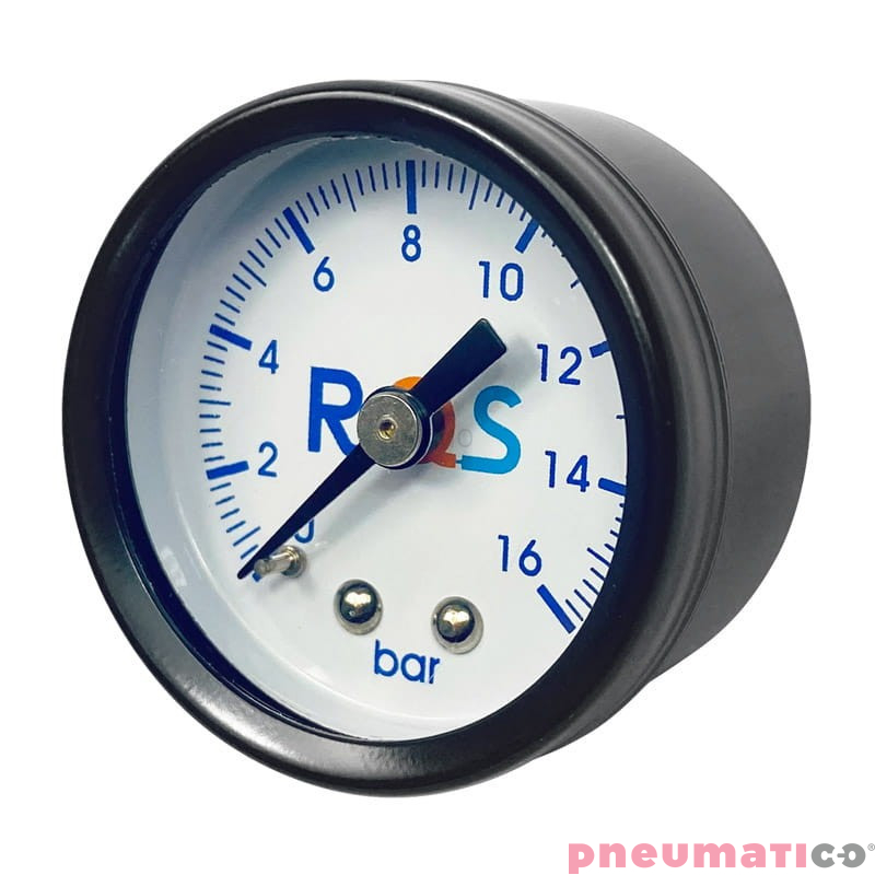 Manometr tarczowy 40 mm 0–16 bar 1/8" metalowa obudowa RQS OMA-40-16-1/8