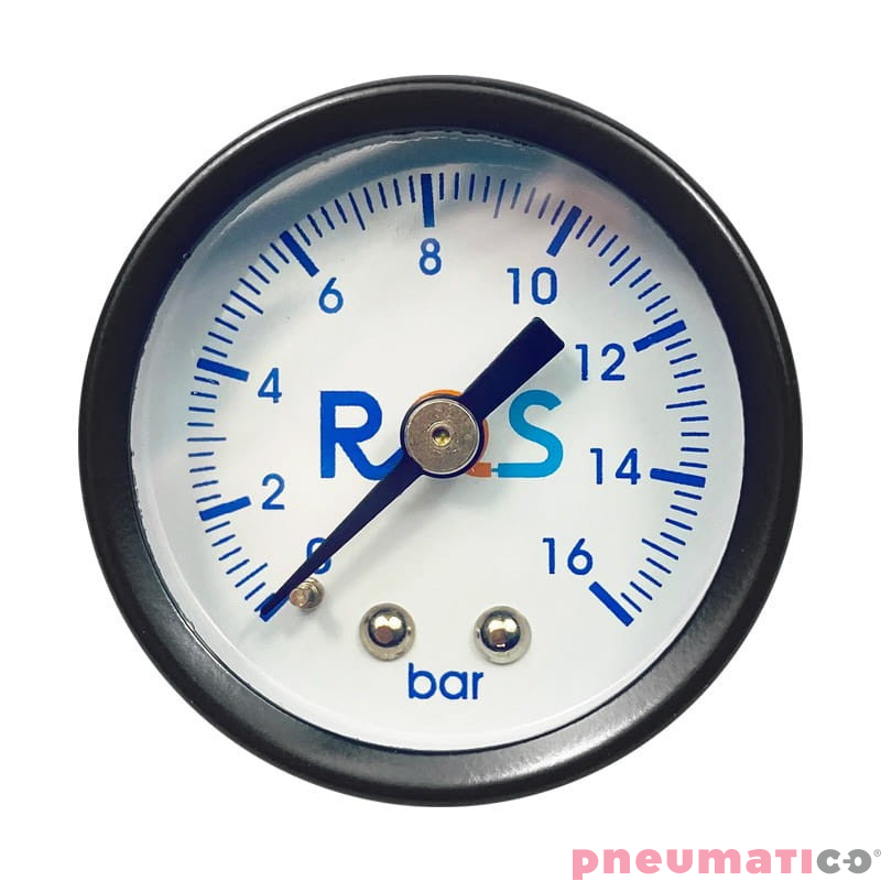 Manometr tarczowy 40 mm 0–16 bar 1/8" metalowa obudowa RQS OMA-40-16-1/8