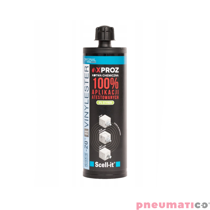 Kotwa chemiczna vinyloestrowa o wysokich parametrach zimowa do -20°C 410 ml Scell-it X-PRO-Z410VINYL Kotwa chemiczna vinyloestrowa o wysokich parametrach zimowa do -20°C 410 ml Scell-it X-PRO-Z410VINYL