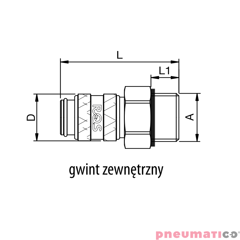 Szybkozłącze niskociśnieniowe żeńskie z gw.zew typ 21KA 1/8" RQS 21KAAW10MPX Szybkozłącze niskociśnieniowe żeńskie z gw.zew typ 21KA 1/8" RQS 21KAAW10MPX