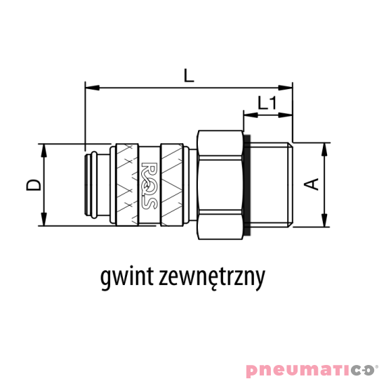 Szybkozłącze niskociśnieniowe żeńskie z gw.zew typ 21KA 1/8" RQS 21KAAW10MPX Szybkozłącze niskociśnieniowe żeńskie z gw.zew typ 21KA 1/8" RQS 21KAAW10MPX