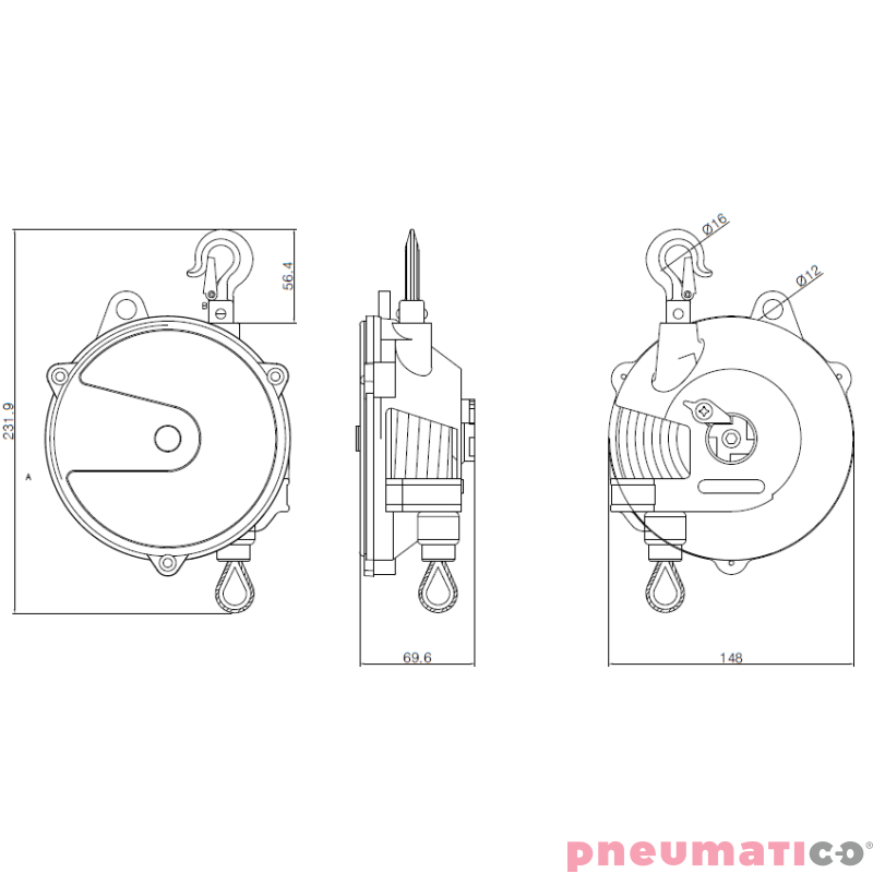 Balanser Pneumatico metal 2,5-5kg 1800mm PSW255 Balanser Pneumatico metal 2,5-5kg 1800mm PSW255