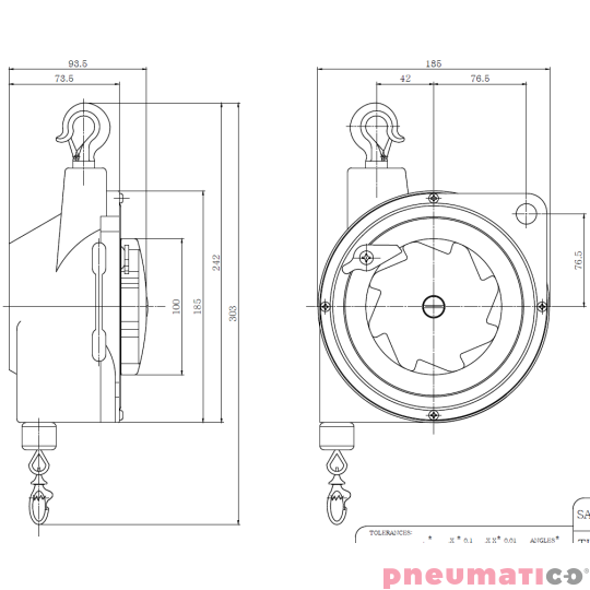 Balanser Pneumatico kompozyt 1,5-3,0kg 2700mm PSTL1530