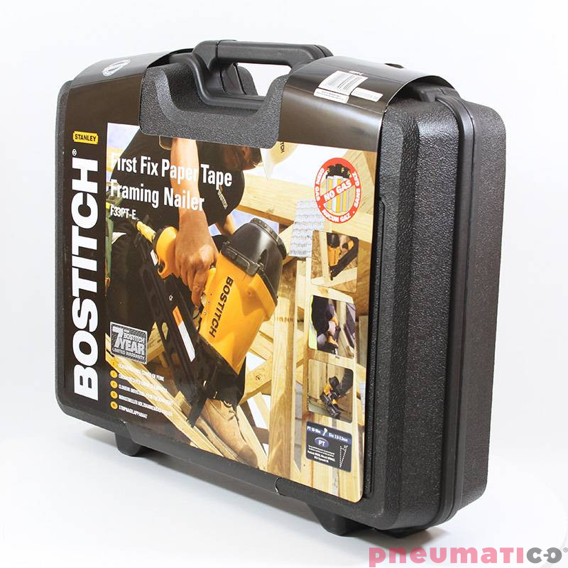 Gwoździarka pneumatyczna F33PT-E Stanley - Bostitch + Gwoździe łączone papierem PNEUMATICO 34° 2.8/65 BK RI 1op.- 4.000szt. P342865BKRI-4
