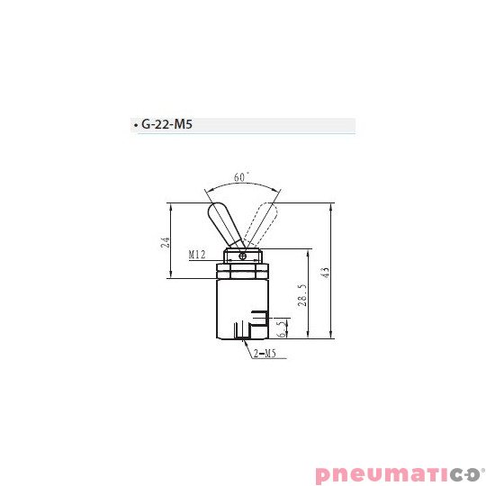 Zawór ręczny z joystickiem G-22-M5 2/2 NC Zawór ręczny z joystickiem G-22-M5 2/2 NC
