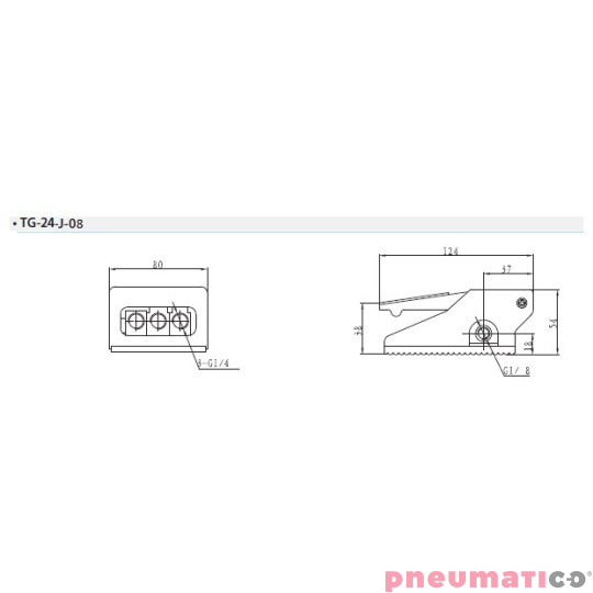 Zawór nożny niezabudowany TG-24-J-08 4/2 Zawór nożny niezabudowany TG-24-J-08 4/2