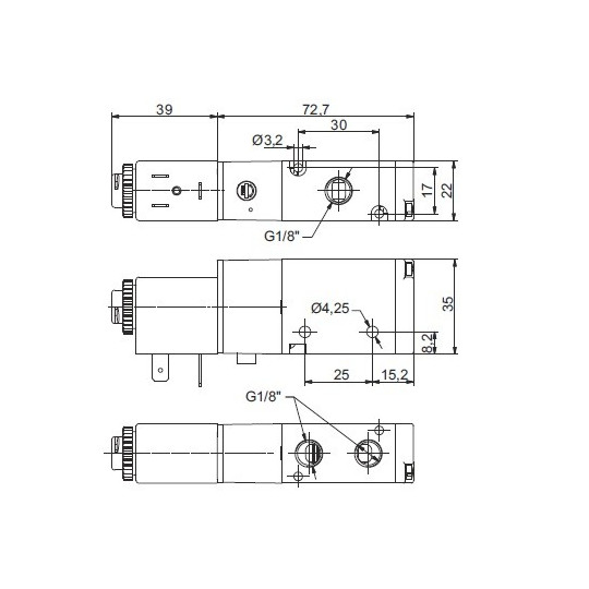 Zawór elektropneumatyczny 3/2 NO PNEUMAX 1/8 8880.32.A.39.F05 24VDC Zawór elektropneumatyczny 3/2 NO PNEUMAX 1/8 8880.32.A.39.F05 24VDC
