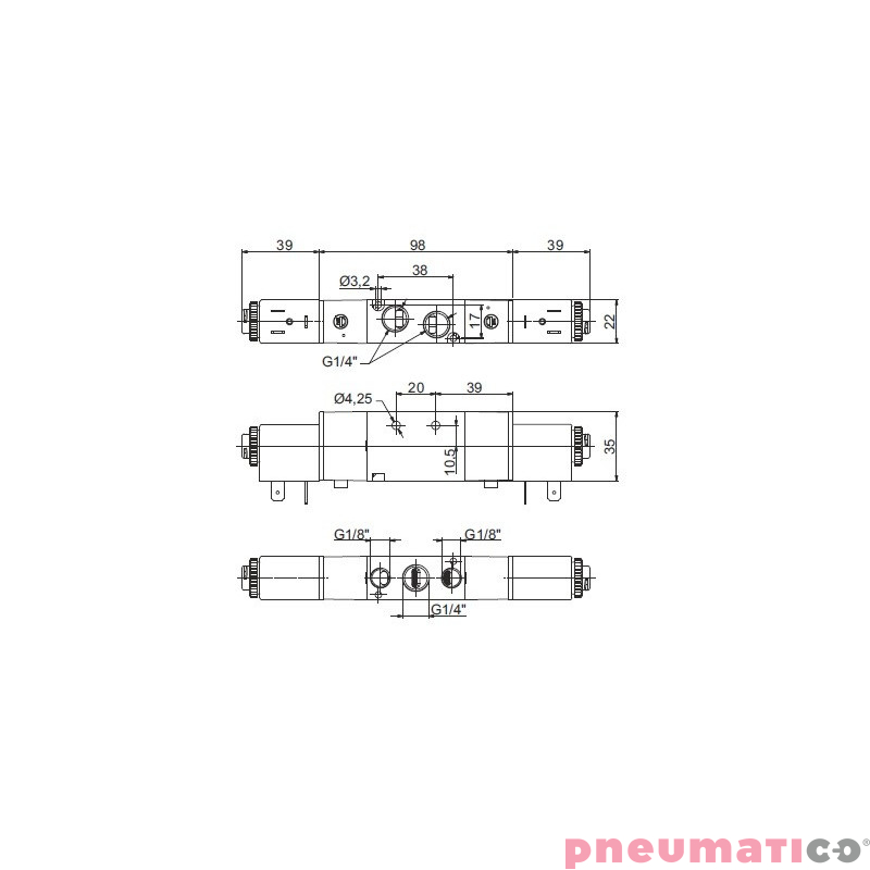 Zawór elektropneumatyczny 5/3 NO PNEUMAX 1/8" Zawór elektropneumatyczny 5/3 NO PNEUMAX 1/8"