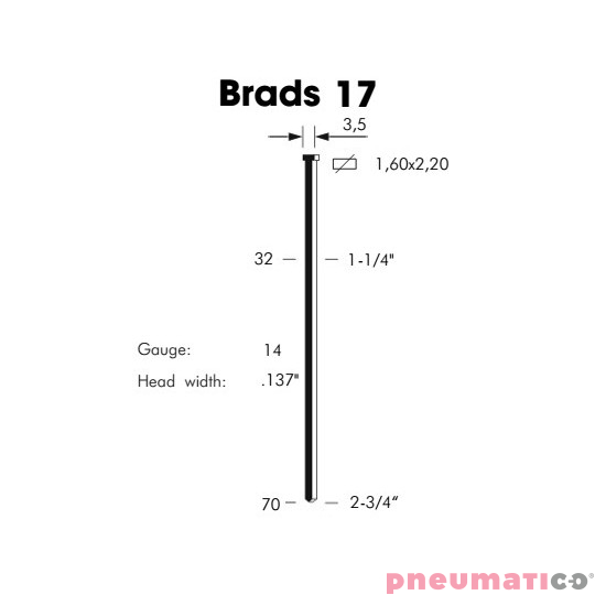 Sztyfty 17/50 z łebkiem 1op.-2.500szt Sztyfty 17/50 z łebkiem 1op.-2.500szt