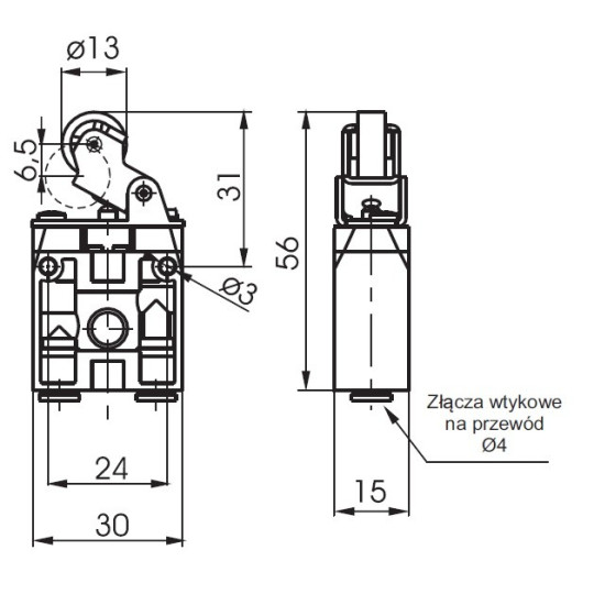 Zawór ręczny dźwignia z rolką -sprężyna 2/2 NO PNEUMAX