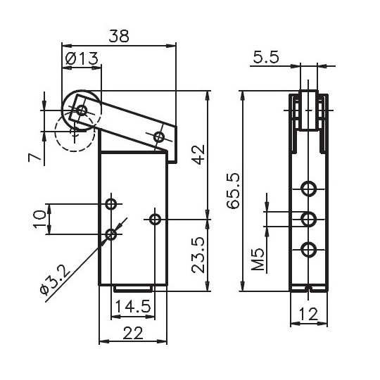 Dźwignia z rolką, łożysko - sprężyna 5/2 PNEUMAX Dźwignia z rolką, łożysko - sprężyna 5/2 PNEUMAX