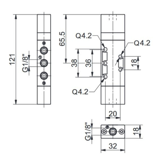 Zawór pneumatyczny trójpozycyjny CO T228.53.32.11.11 5/3 PNEUMAX 1/8"