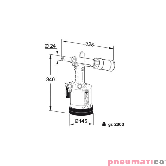 Nitownica do nitów zrywalnych i strukturalnych FAR RAC 172 z pojemnikiem Nitownica do nitów zrywalnych i strukturalnych FAR RAC 172 z pojemnikiem