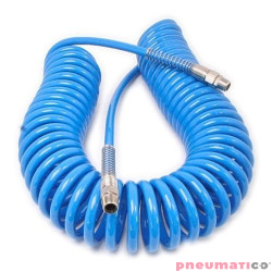 Wąż spiralny PU 12x18mm 9m prosta końcówka i szybkozłącza