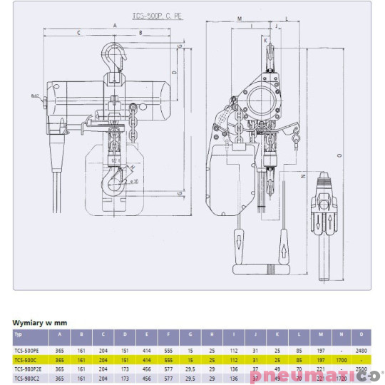 Red Rooster TCS-500 C wymiary Red Rooster TCS-500 C wymiary
