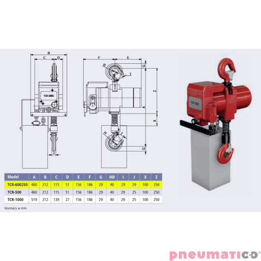 Red Rooster TCR-600250PE wymiary Red Rooster TCR-600250PE wymiary