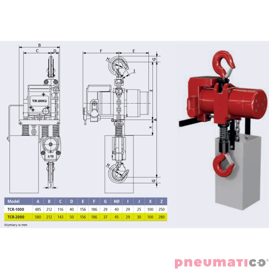 Red Rooster TCR-2000C2 wymiary Red Rooster TCR-2000C2 wymiary