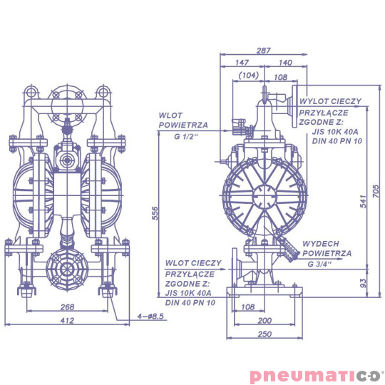 Pompa membranowa YAMADA NDP40BASR NDP-40BAS-RC 1 1/2" Pompa membranowa YAMADA NDP40BASR NDP-40BAS-RC 1 1/2"