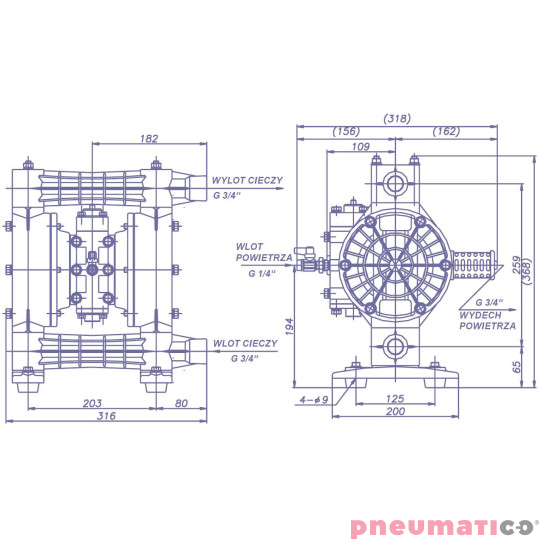 Pompa membranowa YAMADA (NDP20BPSPP) NDP-P20BPS 3/4" Pompa membranowa YAMADA (NDP20BPSPP) NDP-P20BPS 3/4"