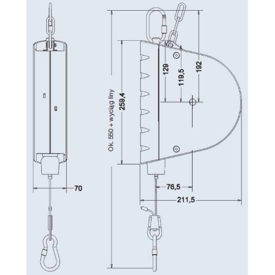 Balanser linkowy Carl Stahl Kromer 7-10kg 3000mm z hamulcem  Balanser linkowy Carl Stahl Kromer 7-10kg 3000mm z hamulcem