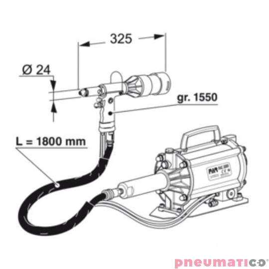 Nitownica hydrauliczno-pneumatyczna do nitów zrywalnych FAR RAC 3000  Nitownica hydrauliczno-pneumatyczna do nitów zrywalnych FAR RAC 3000