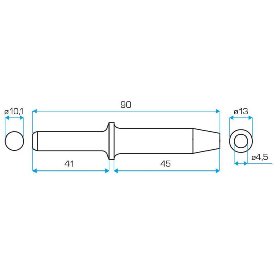 Dłuto do zakuwania nitów 3/32" wymiary
