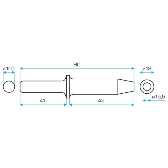 Dłuto do zakuwania nitów 3/16" wymiary