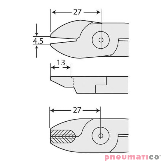 Ostrze do szczypiec pneumatycznych NILE F3S Ostrze do szczypiec pneumatycznych NILE F3S