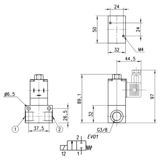 ELEKTROZAWÓR 2/2 NC 24V DC G3/8 CAMOZZI 623-15G-A63  ELEKTROZAWÓR 2/2 NC 24V DC G3/8 CAMOZZI 623-15G-A63