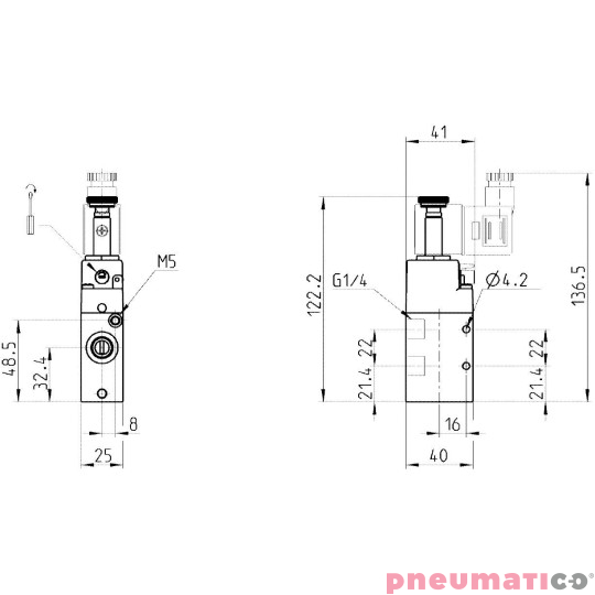 ELEKTROZAWÓR 3/2 NC 1/4" CAMOZZI 334-015-02 ELEKTROZAWÓR 3/2 NC 1/4" CAMOZZI 334-015-02