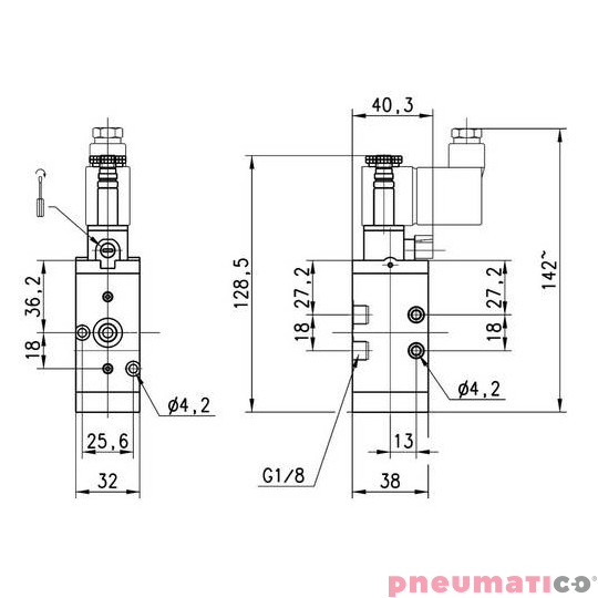 ELEKTROZAWÓR 3/2 NC 1/8" CAMOZZI 438-015-22