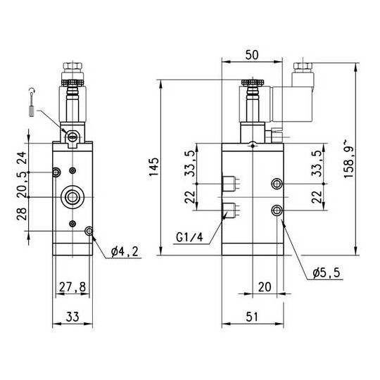ELEKTROZAWÓR 3/2 NC 1/4" CAMOZZI 434-015-22 ELEKTROZAWÓR 3/2 NC 1/4" CAMOZZI 434-015-22