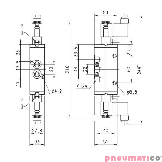 ELEKTROZAWÓR 5/2 1/4" CAMOZZI 454-011-22 ELEKTROZAWÓR 5/2 1/4" CAMOZZI 454-011-22