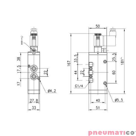 ELEKTROZAWÓR 5/2 1/4" CAMOZZI 454-016-22 ELEKTROZAWÓR 5/2 1/4" CAMOZZI 454-016-22