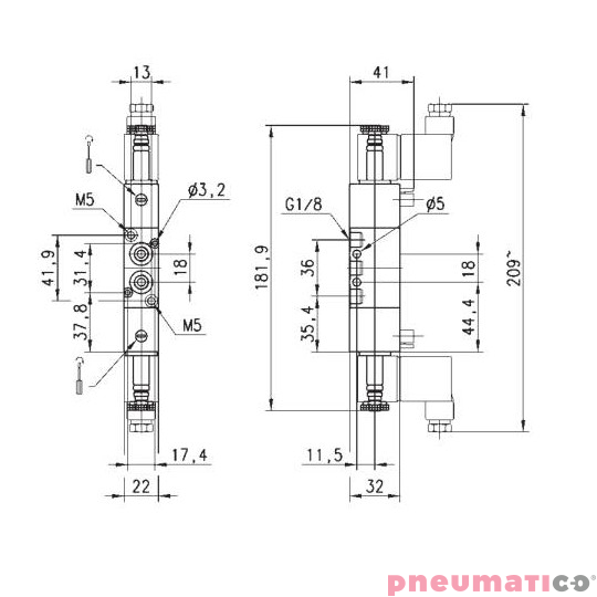 ELEKTROZAWÓR 5/3 1/4" CAMOZZI 364-011-02 ELEKTROZAWÓR 5/3 1/4" CAMOZZI 364-011-02