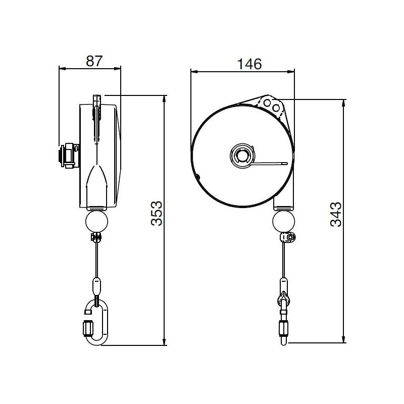 Balanser linkowy LIGHT.4 TECNA 2-4 kg 2500mm + uchwyt Balanser linkowy LIGHT.4 TECNA 2-4 kg 2500mm + uchwyt