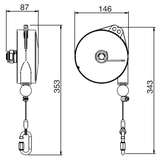Balanser linkowy LIGHT.4 TECNA 2-4 kg 2500mm + uchwyt