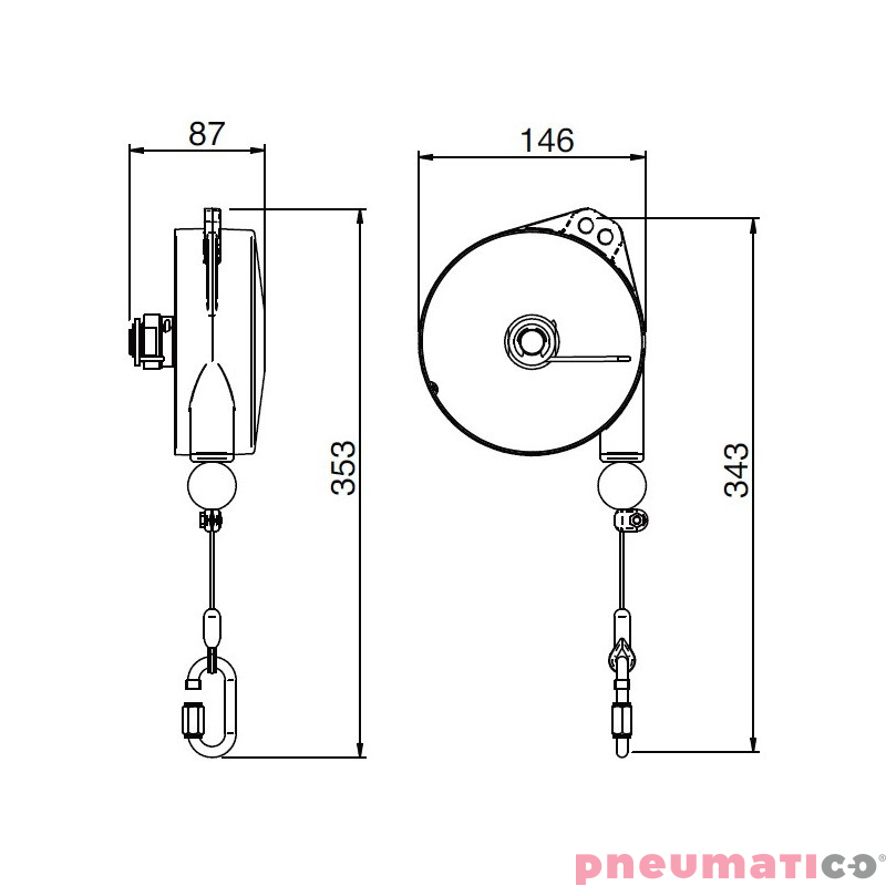 Balanser linkowy LIGHT.4 TECNA 2-4 kg 2500mm + uchwyt Balanser linkowy LIGHT.4 TECNA 2-4 kg 2500mm + uchwyt