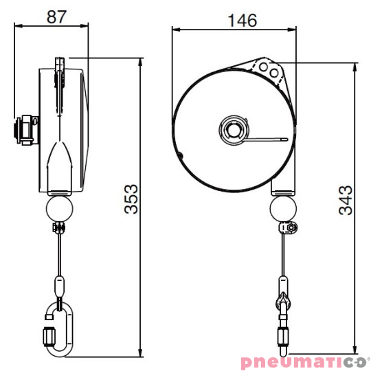 Balanser linkowy LIGHT.4 TECNA 2-4 kg 2500mm + uchwyt Balanser linkowy LIGHT.4 TECNA 2-4 kg 2500mm + uchwyt